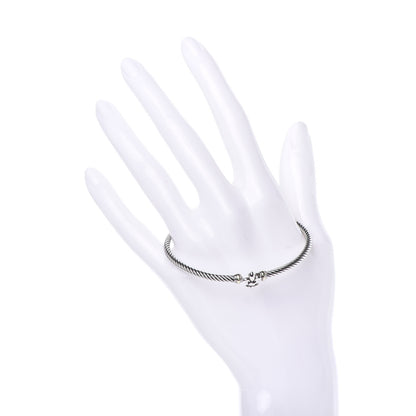 David Yurman Sterling Silver 18K Yellow Gold 3mm Cable Collectibles Fleur De Lis Bracelet 2 of 4