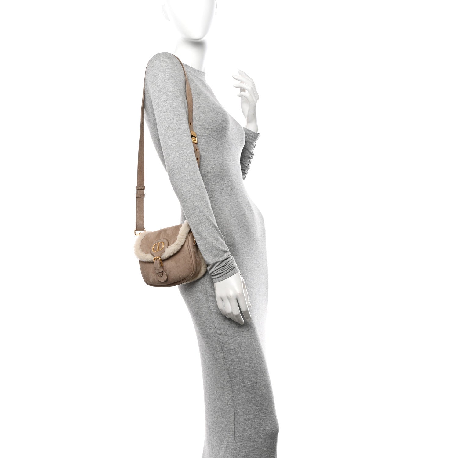 Christian Dior Suede Shearling Small Bobby Flap Beige 2 of 11