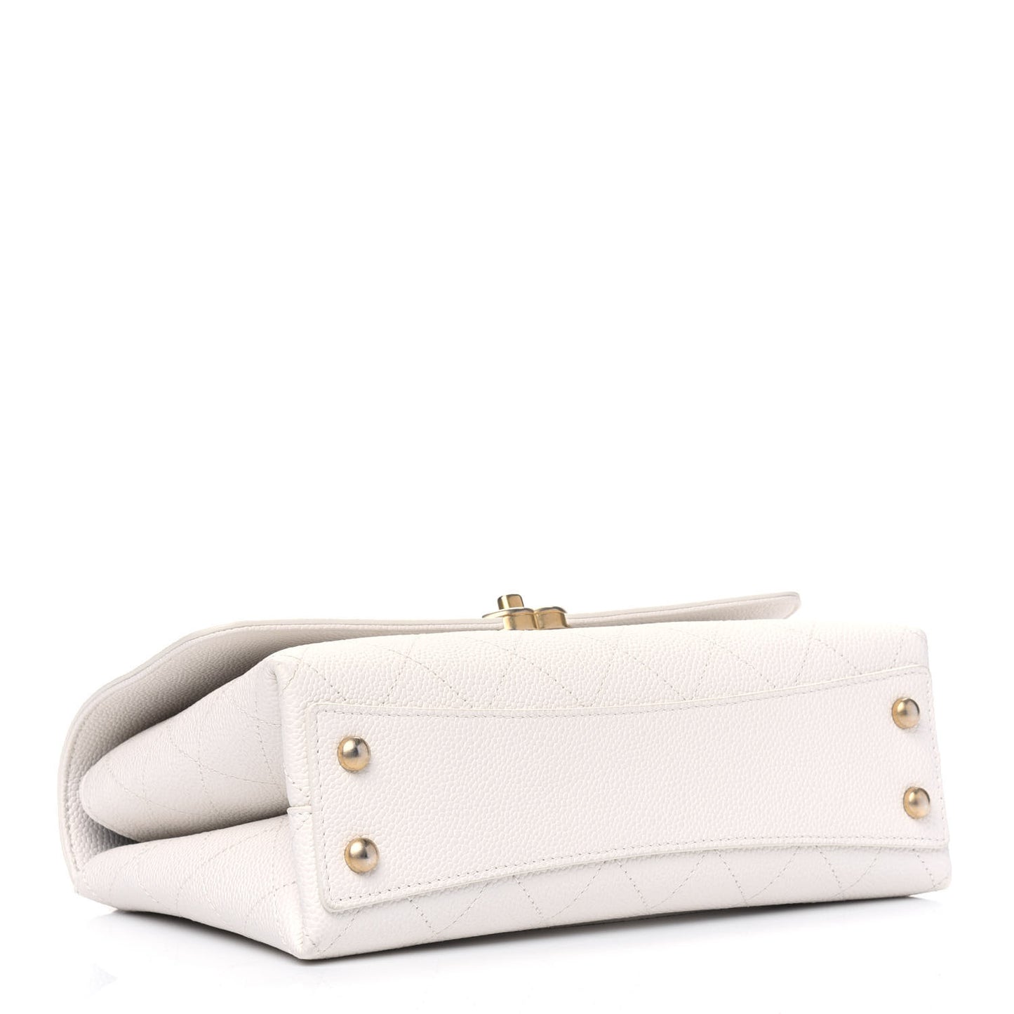 Grained Calfskin Small Stitched Flap White