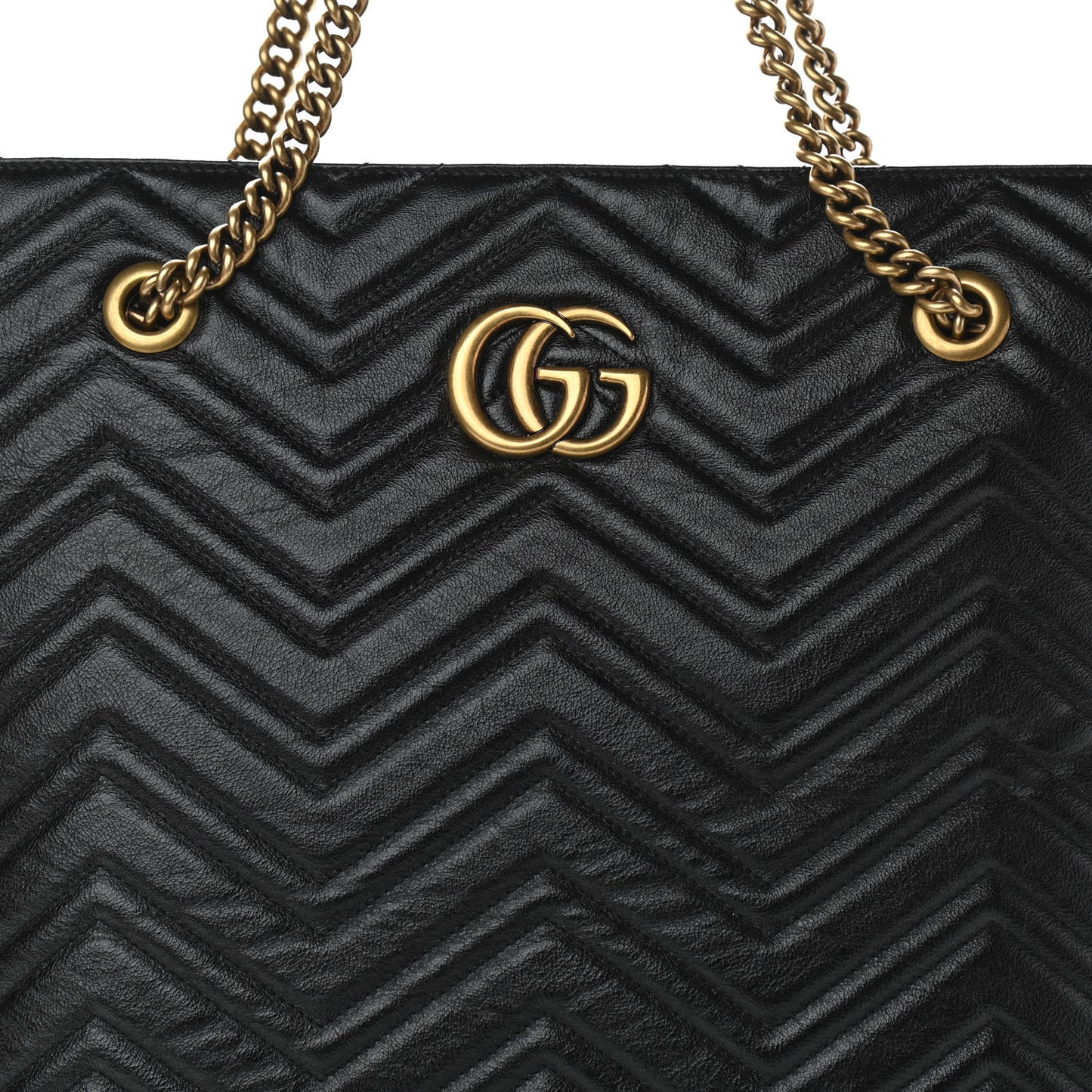 Azalea Calfskin Matelasse Large GG Marmont Slim Tote Black