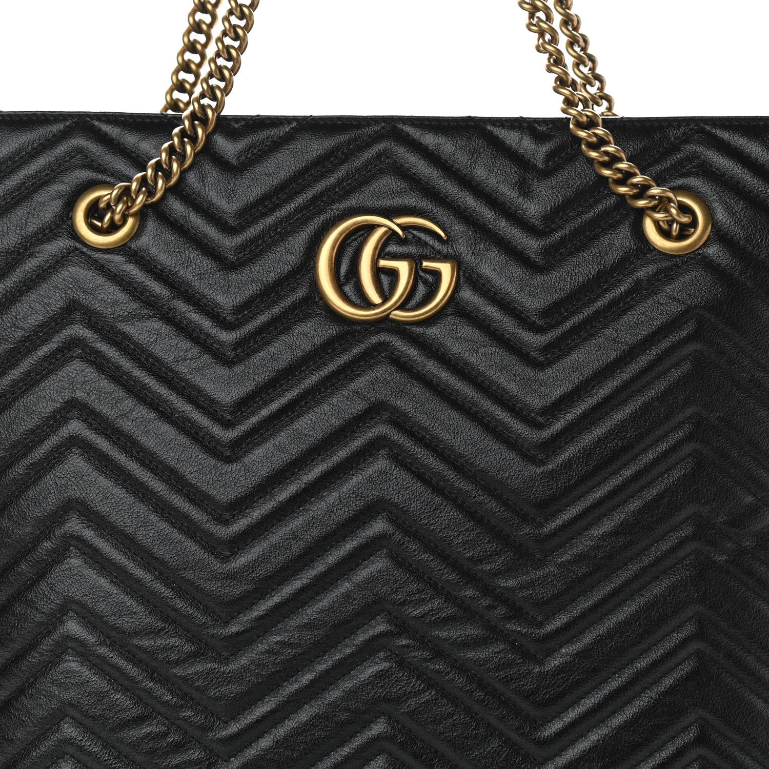 Gucci Azalea Calfskin Matelasse Large GG Marmont Slim Tote Black 8 of 10
