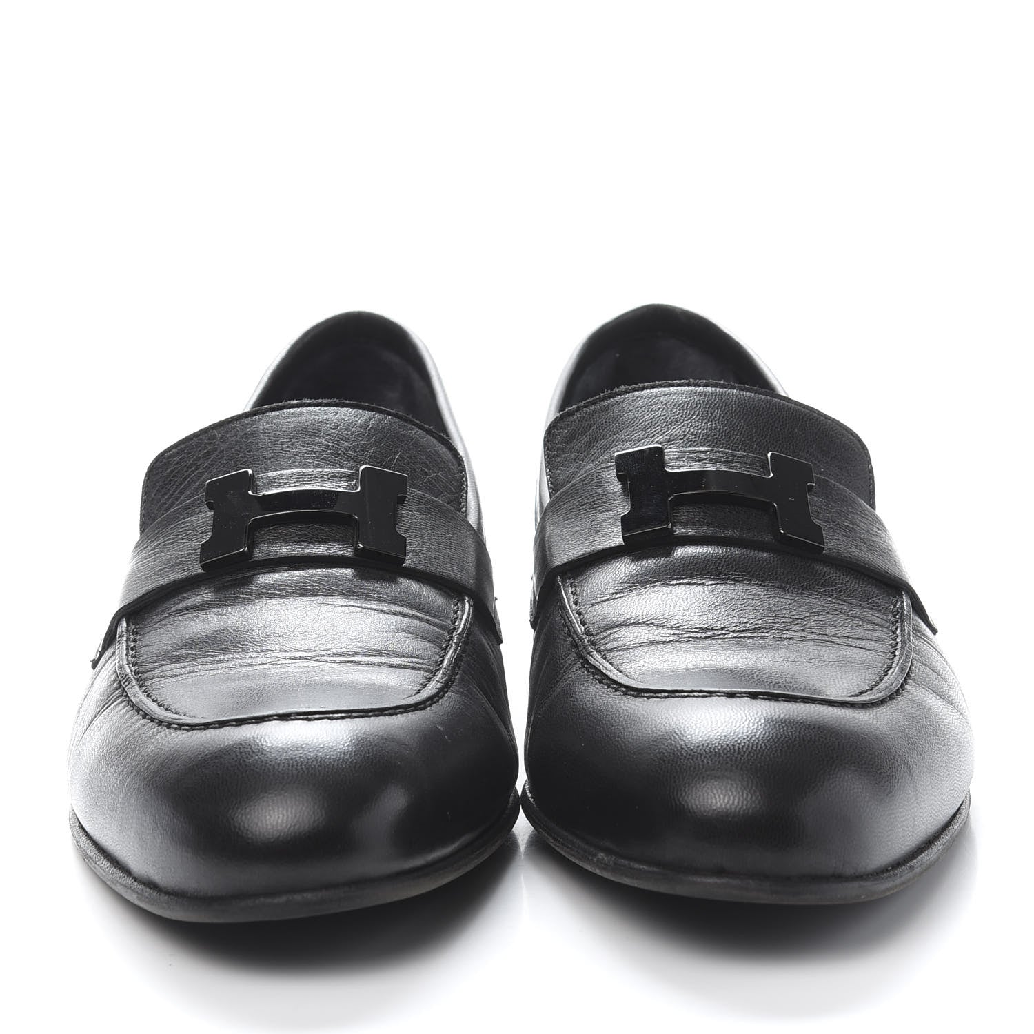 Hermes Goatskin Mens Paris Loafers 40 Black 2 of 9