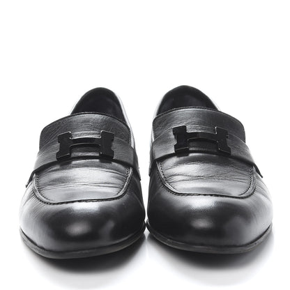 Hermes Goatskin Mens Paris Loafers 40 Black 2 of 9