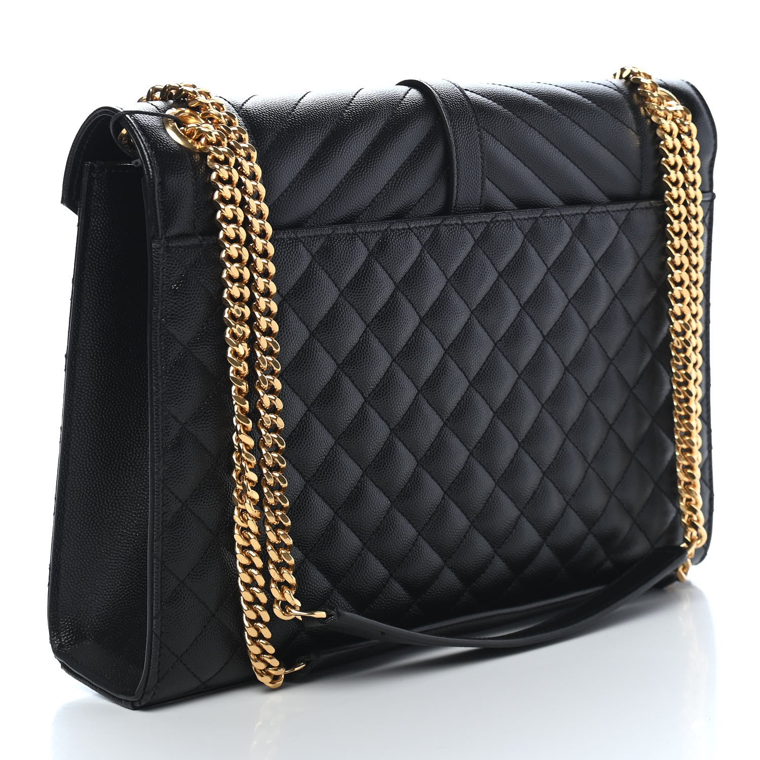 Saint Laurent Grain De Poudre Textured Mixed Matelasse Large Triquilt Monogram Satchel Black 3 of 8