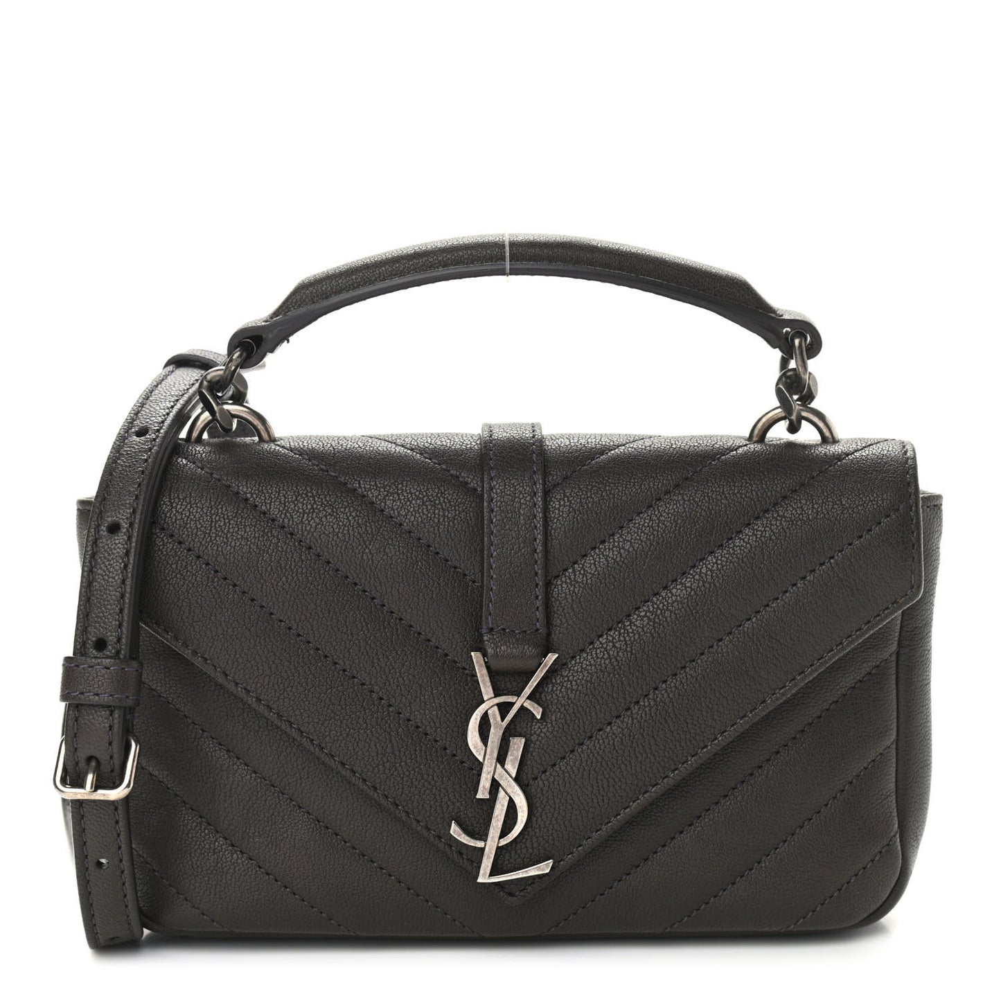 Sheepskin Matelasse Chevron Monogram College Chain Wallet Coal