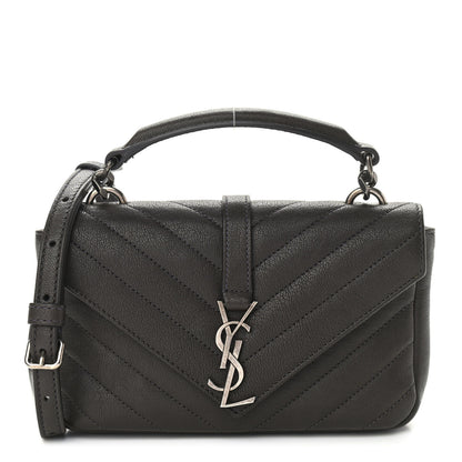 Saint Laurent Sheepskin Matelasse Chevron Monogram College Chain Wallet Coal 1 of 10