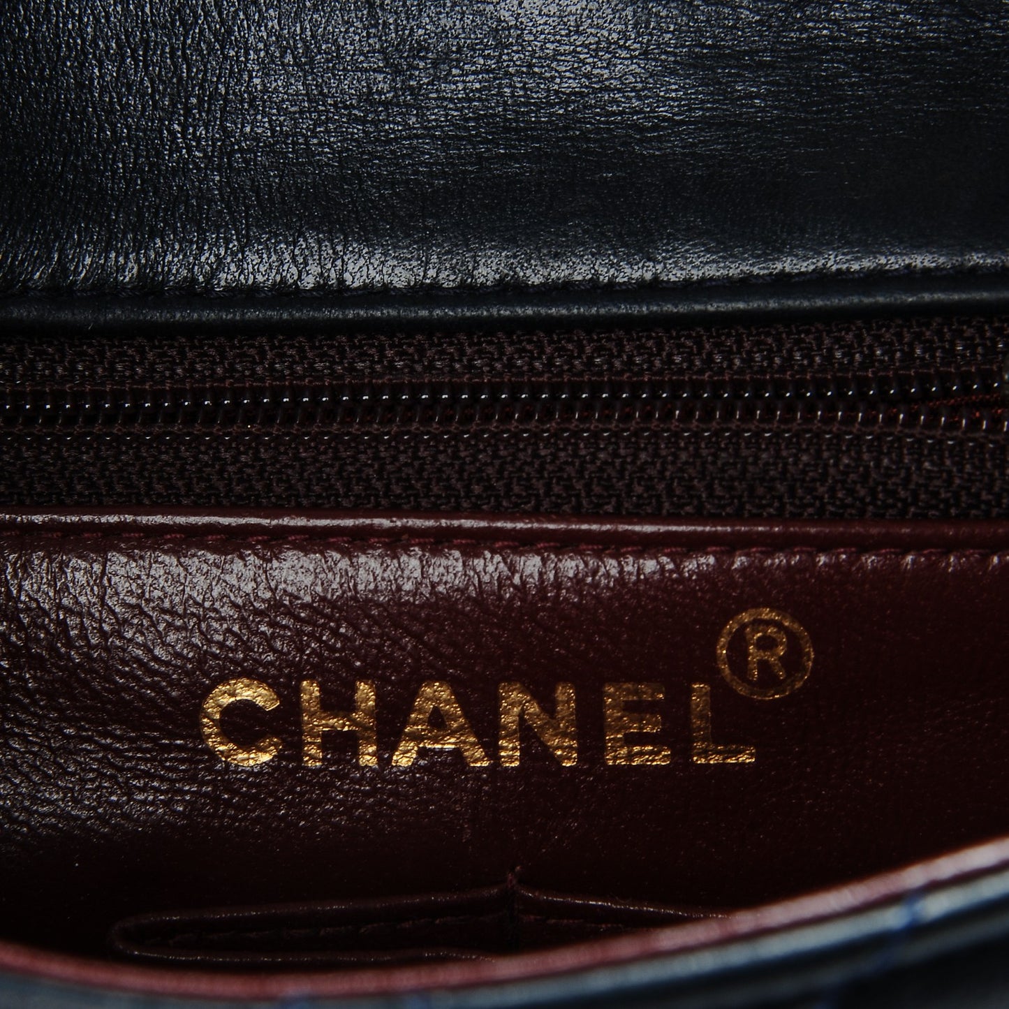 Lambskin Quilted Small Flap Navy