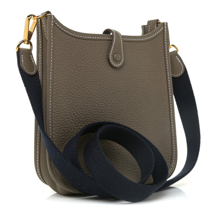 Hermes Taurillon Clemence Amazone Evelyne TPM Etoupe Bleu Indigo 3 of 11