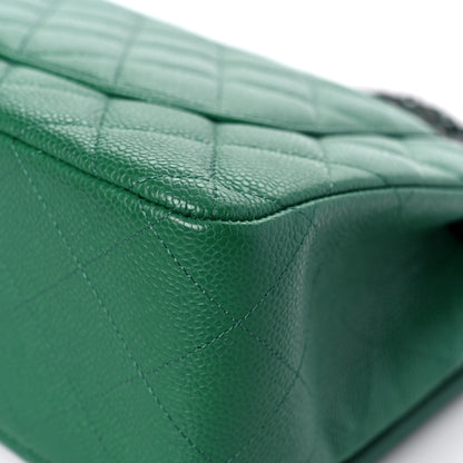 Chanel Caviar Quilted Jumbo Double Flap Green 11 of 16