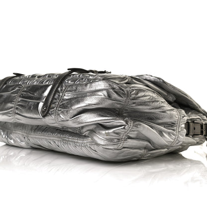 Prada Metallic Nappa Gaufre Messenger Tote Silver 9 of 14