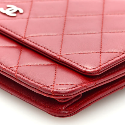 Chanel Lambskin Quilted Wallet On Chain WOC Red 9 of 9