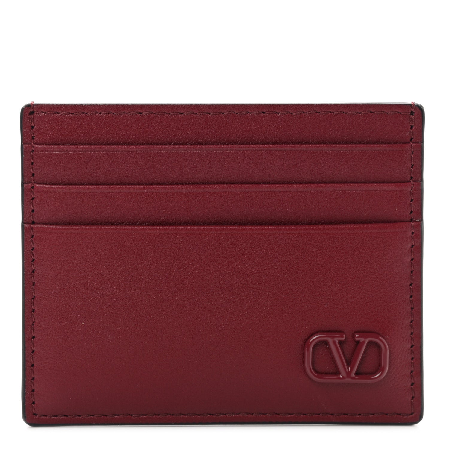 Valentino Garavani Calfskin VLogo Signature Card Holder Red 1 of 7