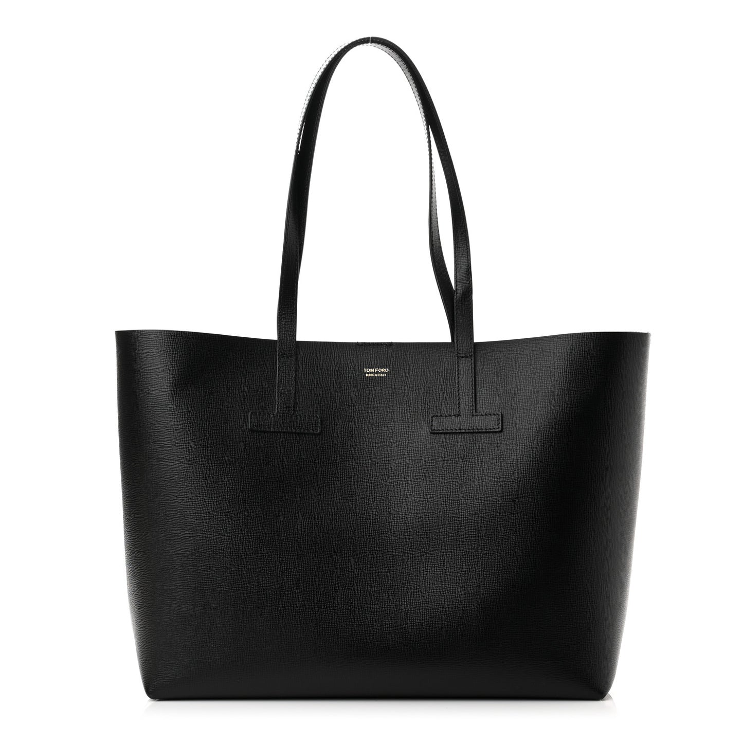 Grained Calfskin Small T Tote Black