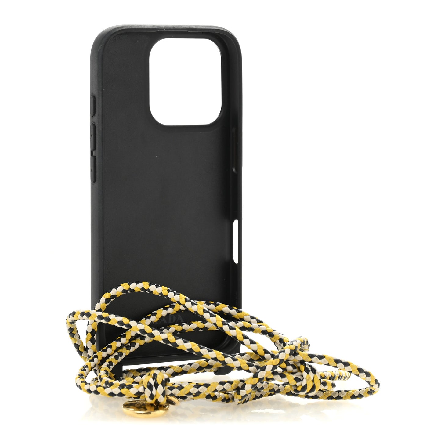 Vitello Metal Triangle Logo iPhone 16 Pro Case With Strap Cognac