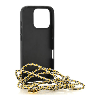 Prada Vitello Metal Triangle Logo iPhone 16 Pro Case With Strap Cognac 3 of 14