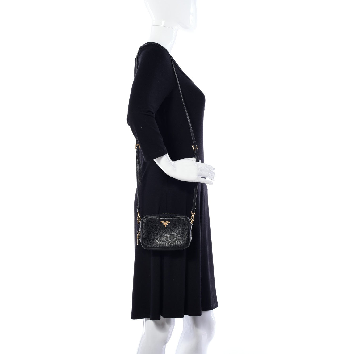 Prada Vitello Daino Mini Camera Crossbody Black 2 of 12