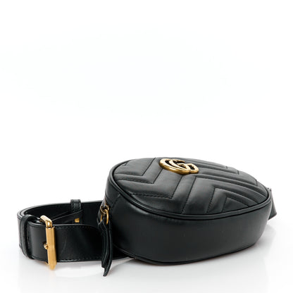 Gucci Calfskin Matelasse GG Marmont Belt Bag 85 34 Black 4 of 12
