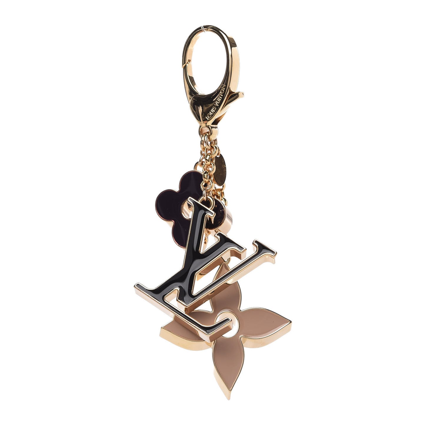 Fleur De Monogram Bag Charm Dore