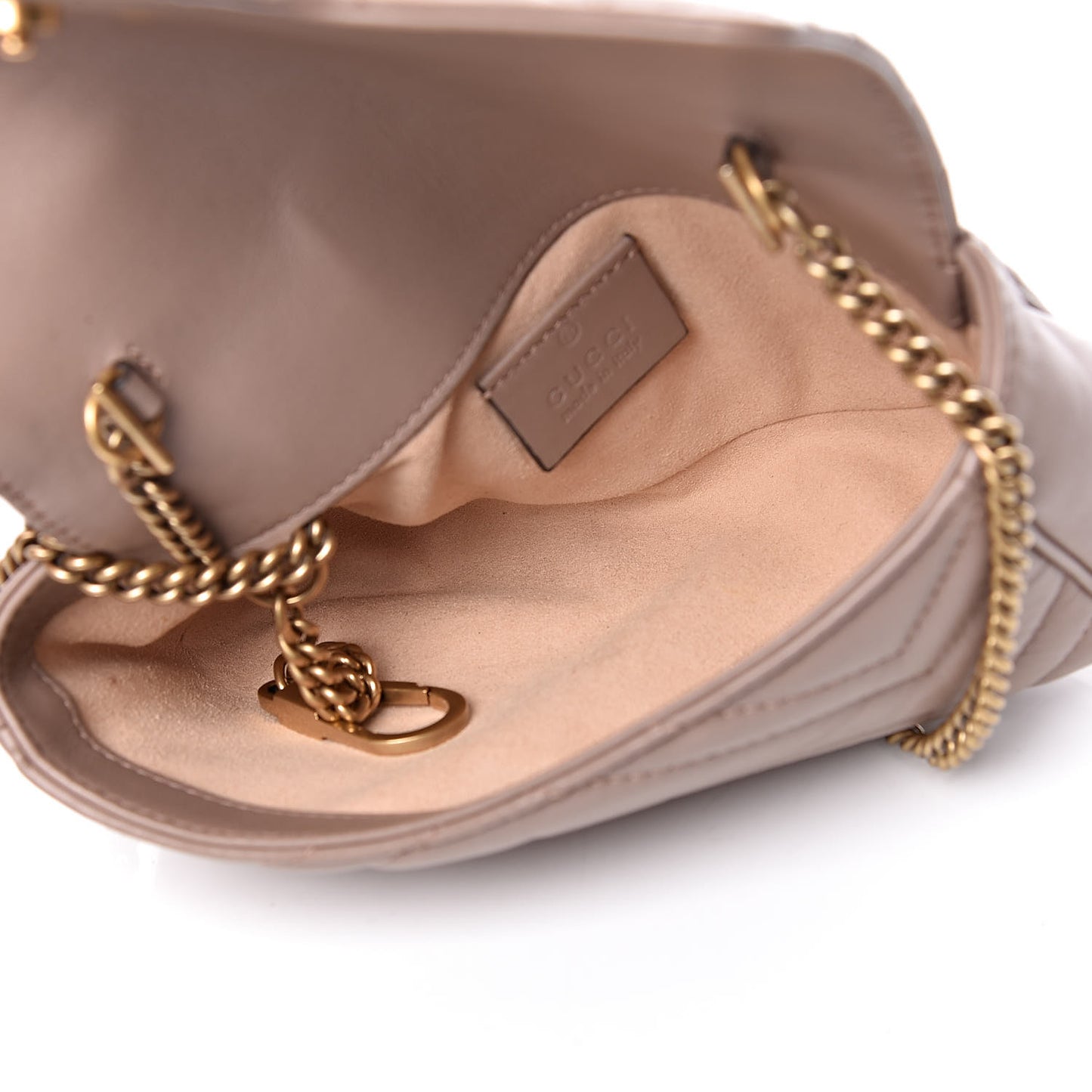 Calfskin Matelasse Super Mini GG Marmont Shoulder Bag Porcelain Rose