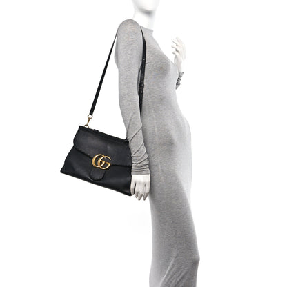 Gucci Calfskin Small GG Marmont Top Handle Bag Black 2 of 12