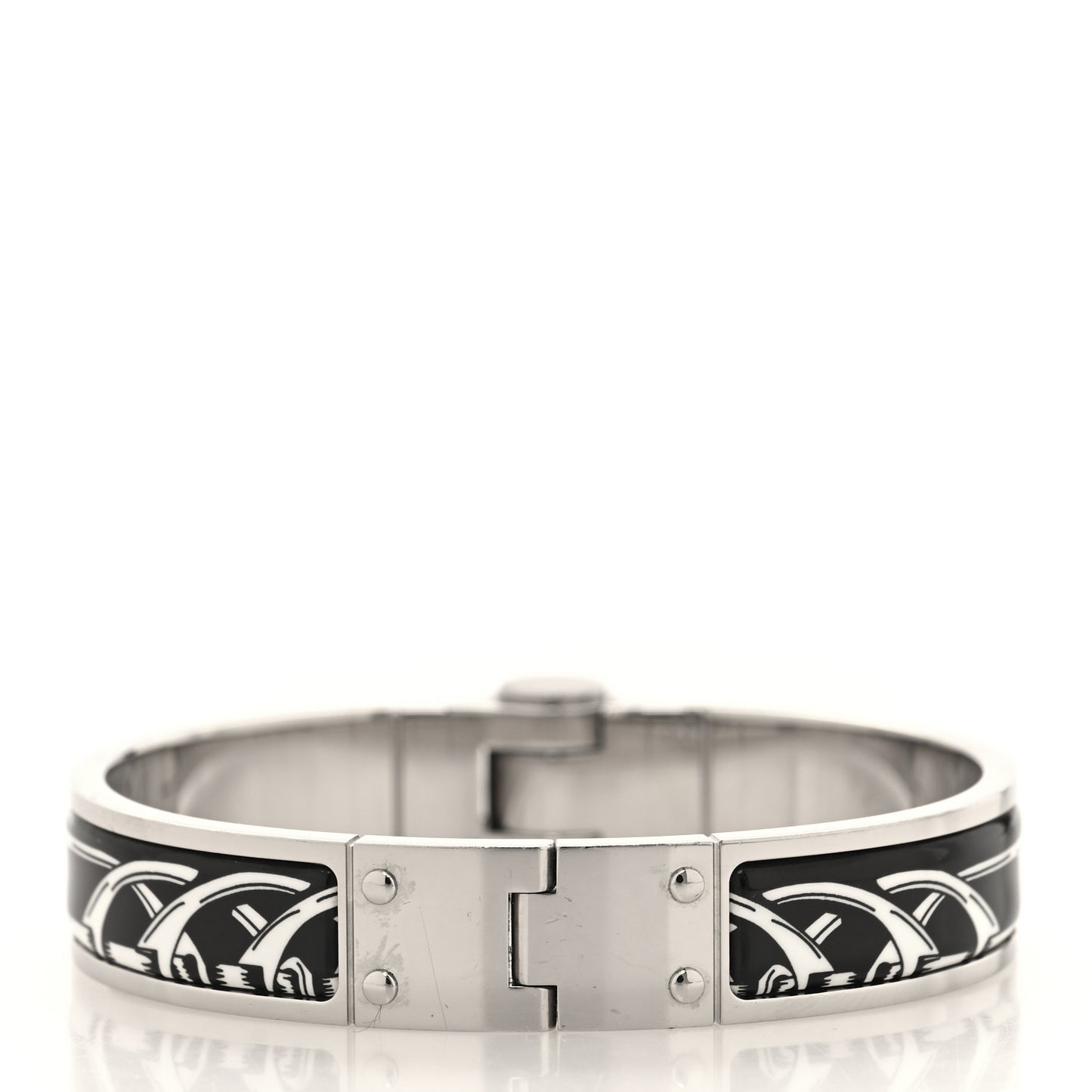Enamel Printed Narrow Balades Equestres Positif Negatif Hinged Bracelet S Black