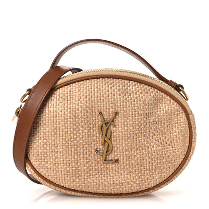 Saint Laurent Raffia Calfskin Round Camera Bag Golden Ecru Brick 1 of 11