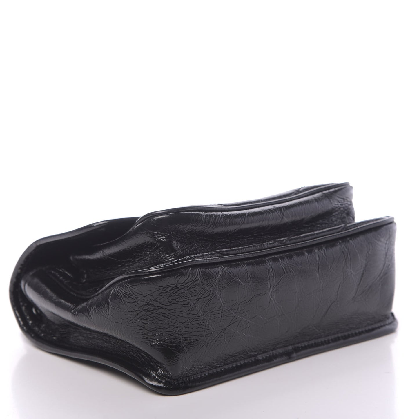 Crinkled Calfskin Matelasse Monogram Baby Niki Chain Satchel Black