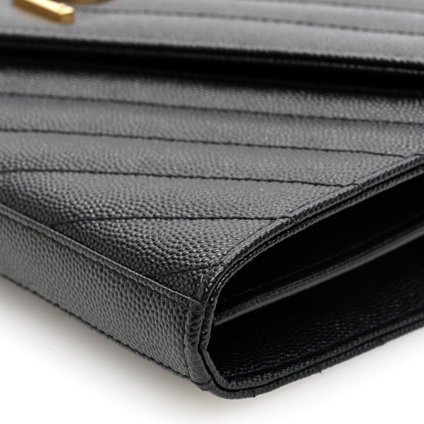 Grain De Poudre Matelasse Chevron Monogram Chain Wallet Black