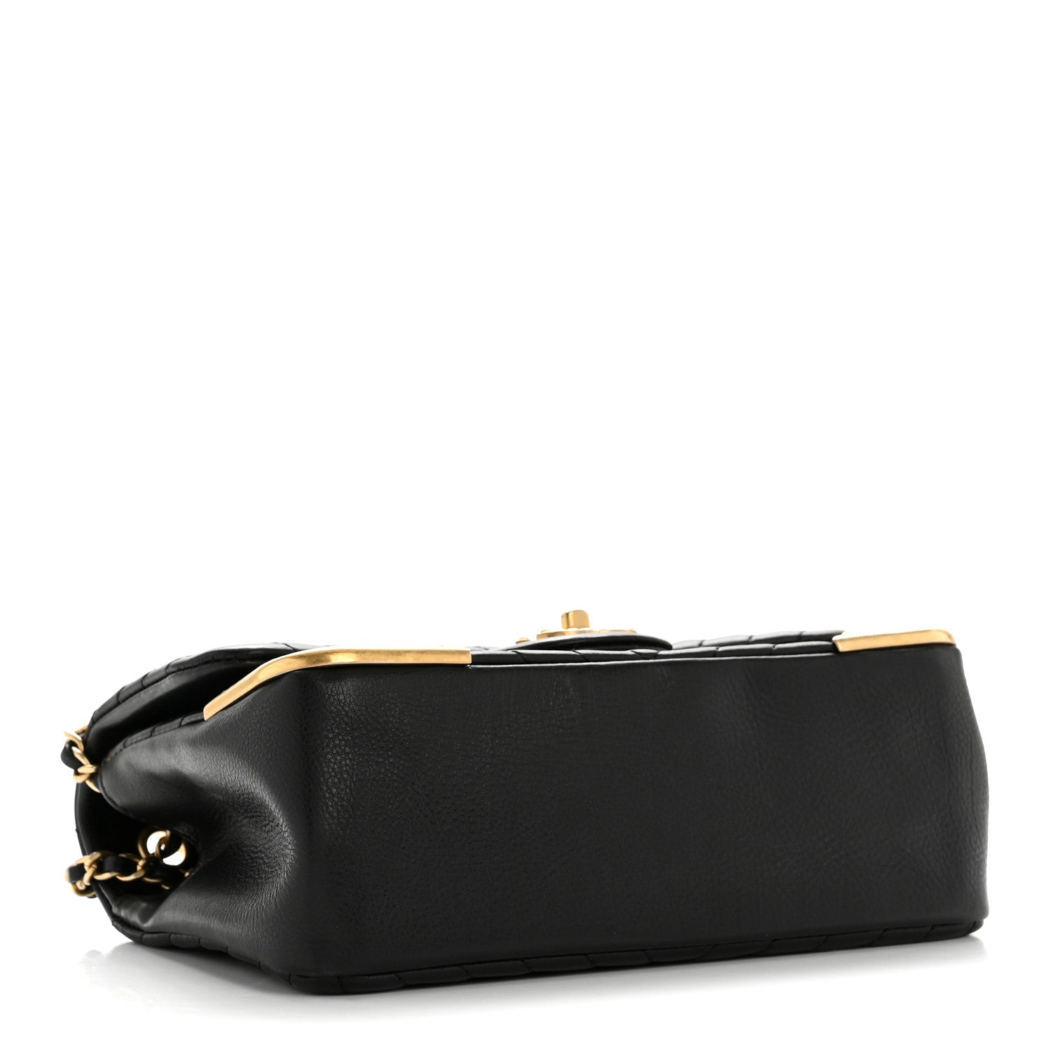Chanel Calfskin Chevron Quilted Mini Rock The Corner Flap Black 4 of 13