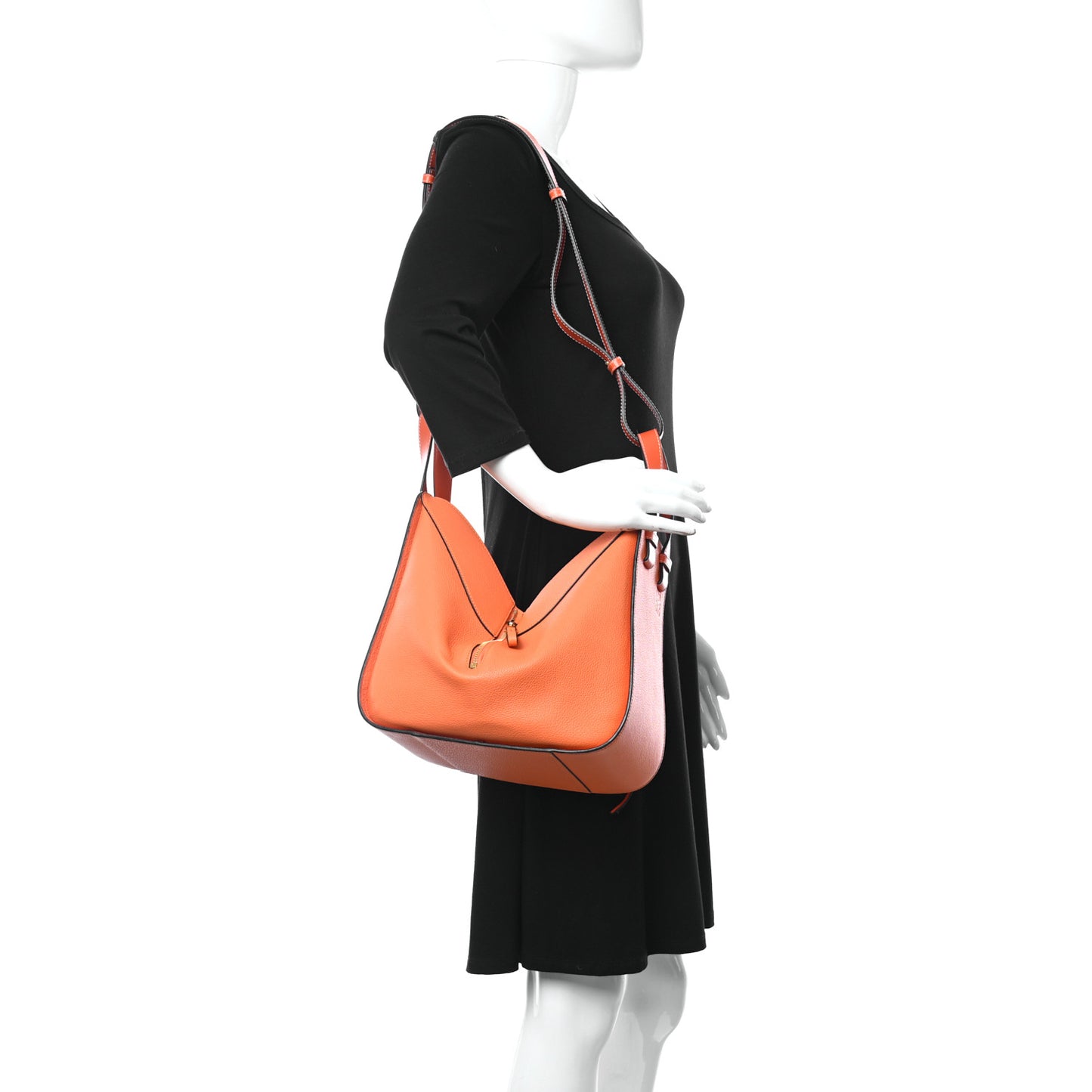 Grained Calfskin Small Hammock Shoulder Bag Apricot Orange