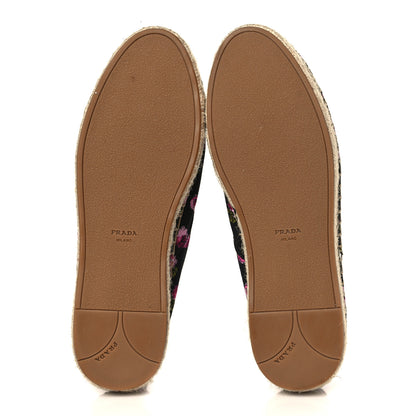 Prada Canvas Printed Espadrille Sneakers 38.5 Black Multicolor 5 of 8