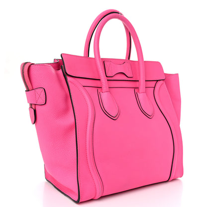 Celine Drummed Calfskin Mini Luggage Fluo Pink 3 of 9