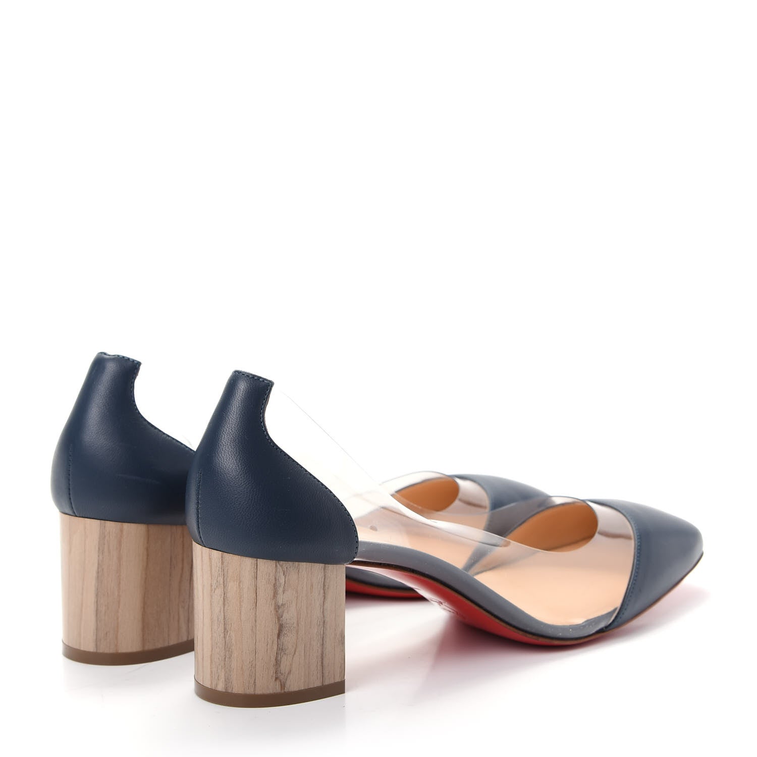 Christian Louboutin Nappa PVC Grandola 55 Wood Heel 40 Navy 4 of 9