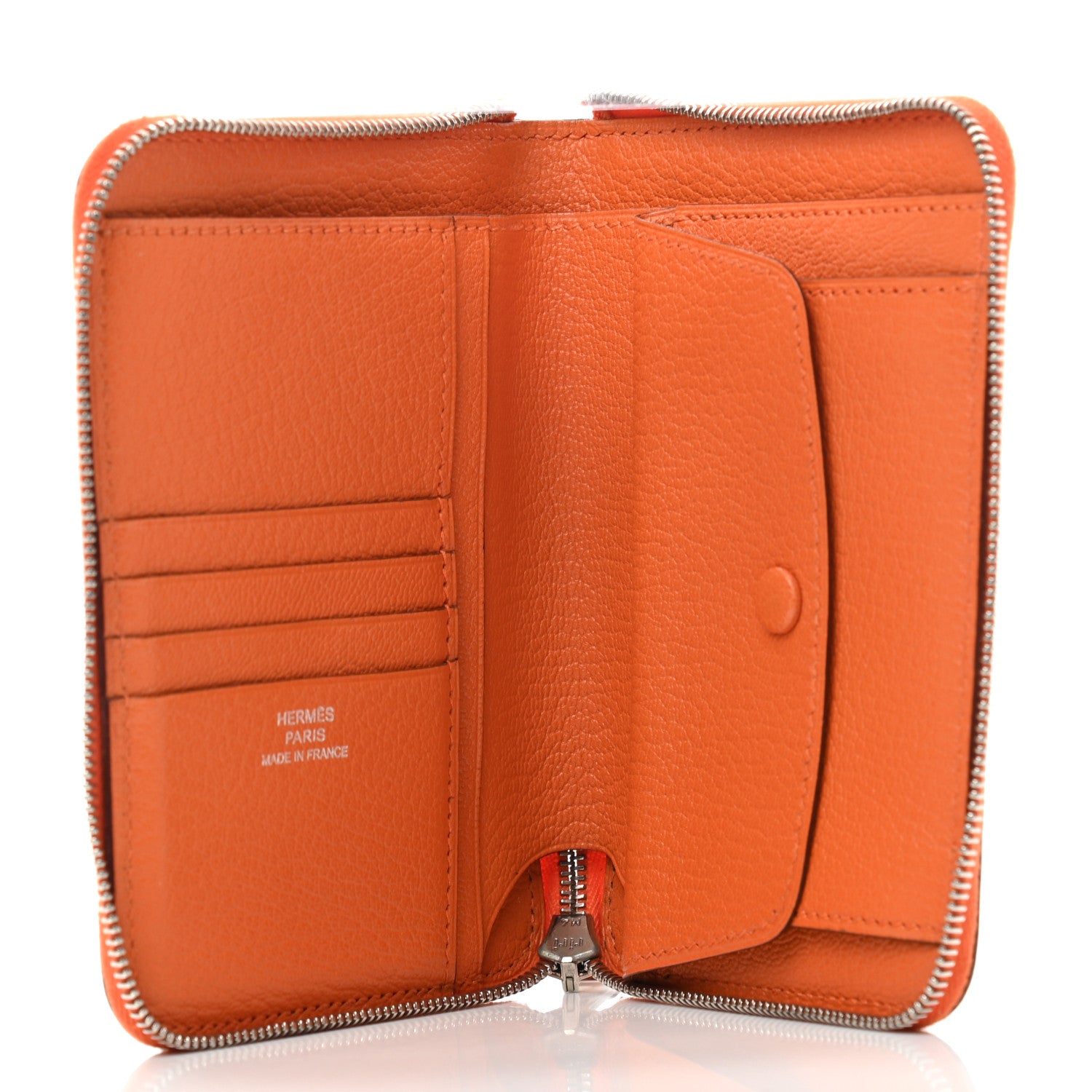 Hermes Chevre Mysore Compact Azap Wallet Orange 5 of 7