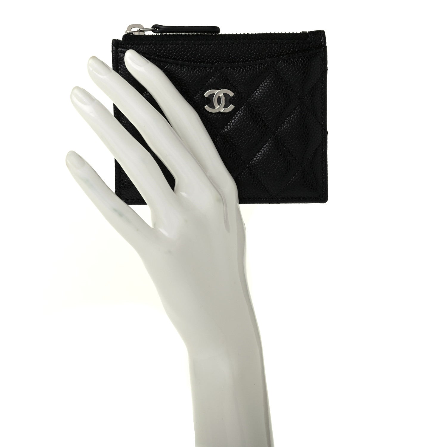 Chanel Caviar Quilted CC Zip Card Holder Black 2 of 9