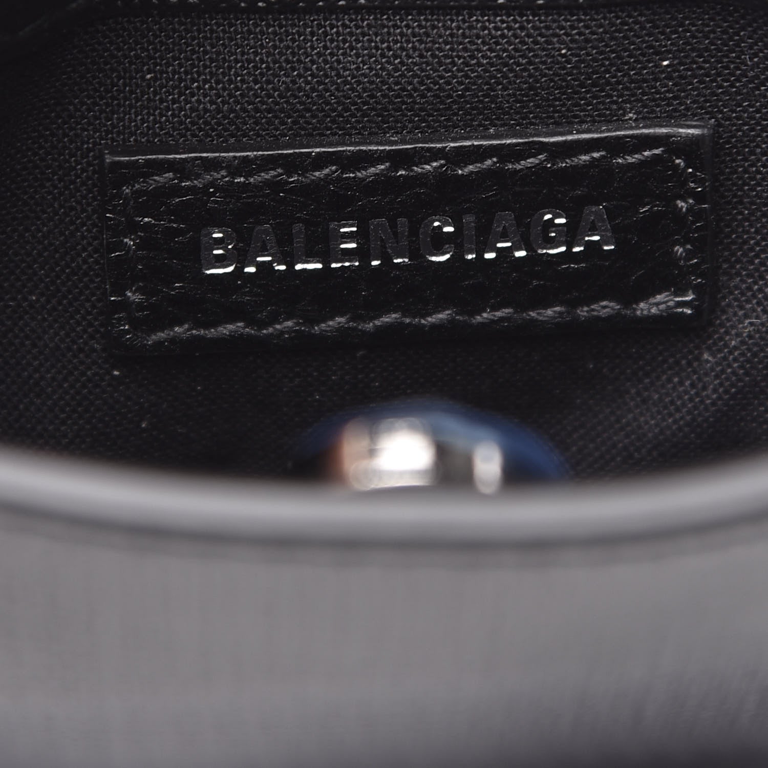 Balenciaga Textured Calfskin Lambskin Logo Shopping Phone Holder Bag Black 6 of 9
