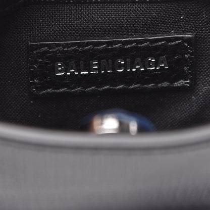 Balenciaga Textured Calfskin Lambskin Logo Shopping Phone Holder Bag Black 6 of 9