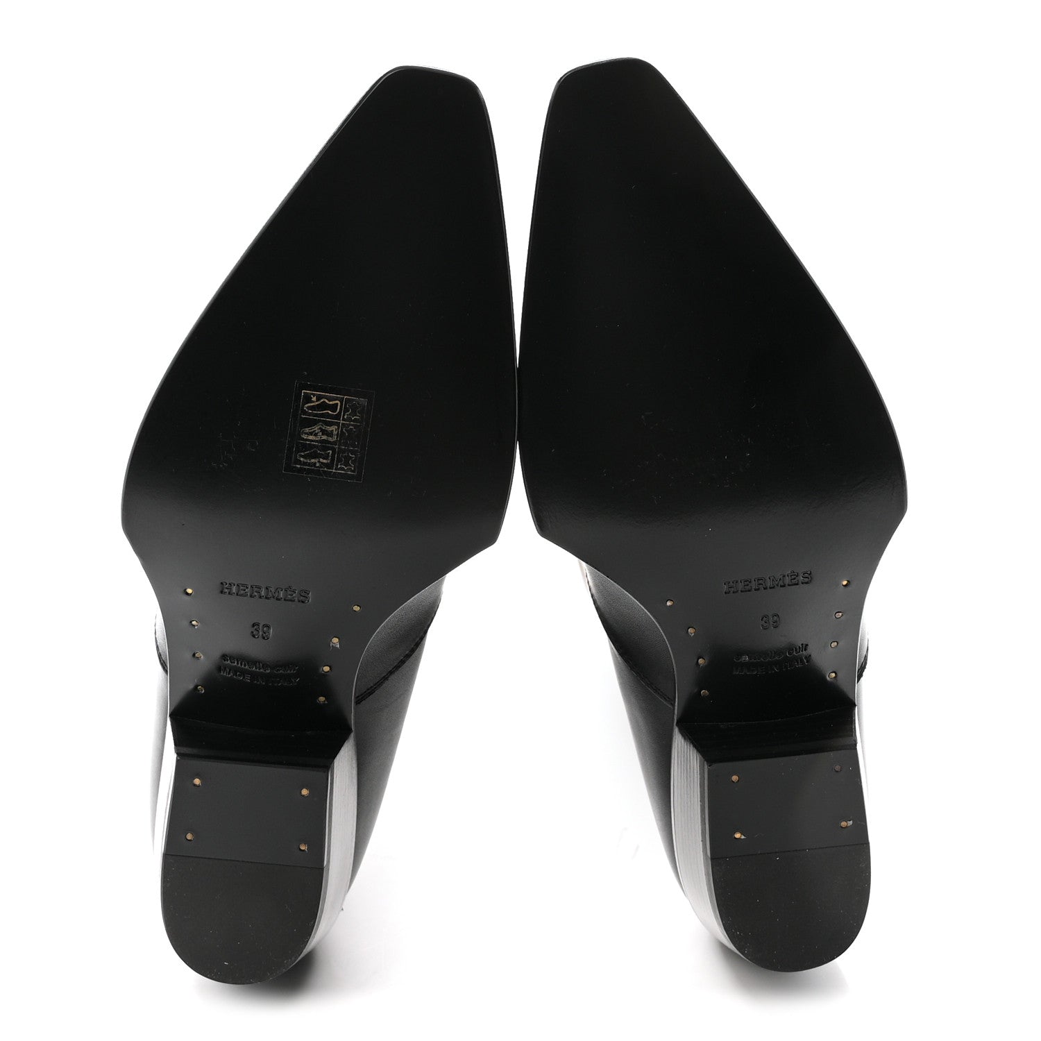 Hermes Calfskin Folk 35 Boots 39 Black 6 of 9