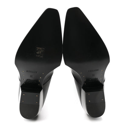 Hermes Calfskin Folk 35 Boots 39 Black 6 of 9