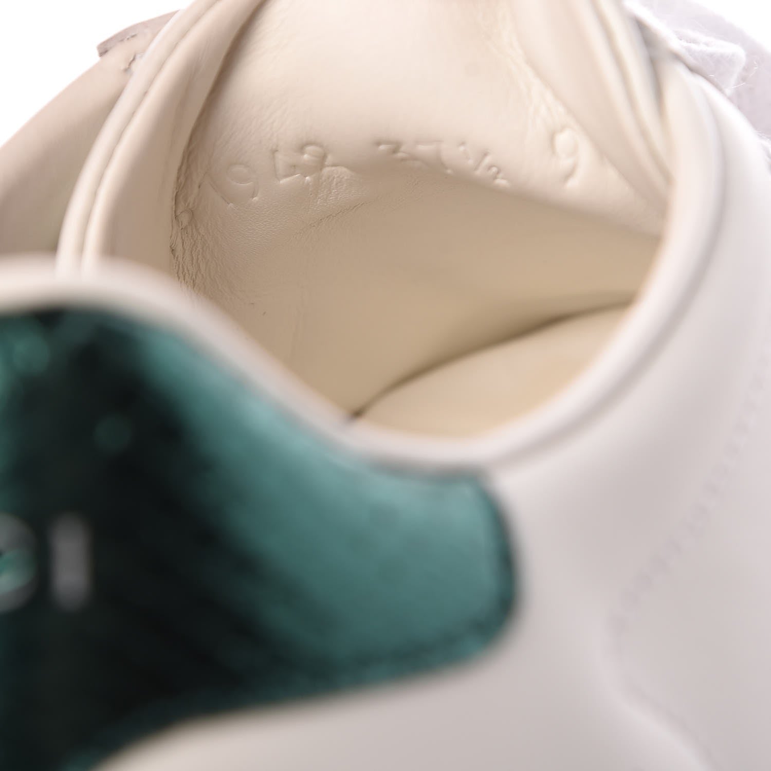 Gucci Calfskin Ayers Bee Embroidered Womens Ace Sneakers 37.5 White Green 9 of 11