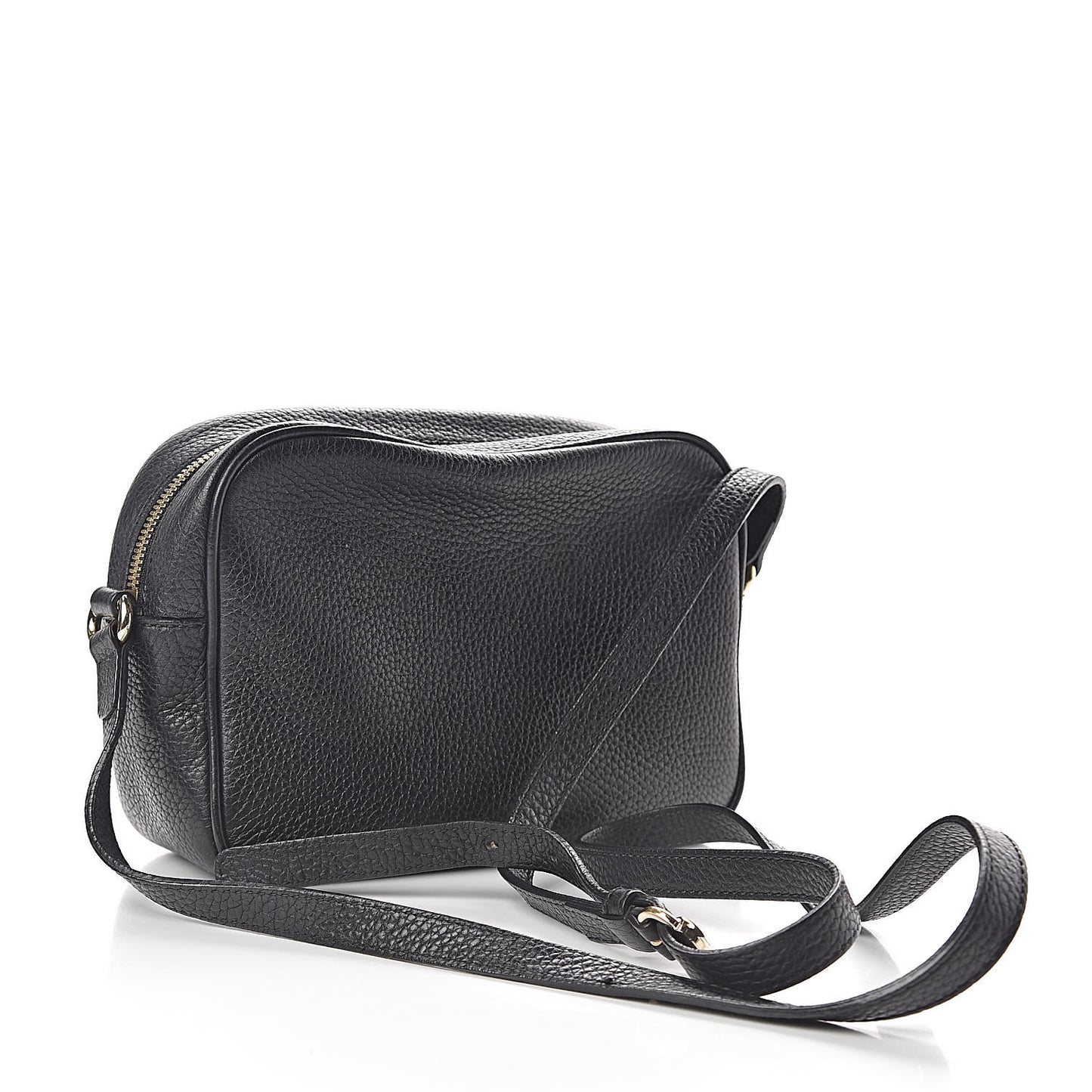 Pebbled Calfskin Small Soho Disco Bag Black