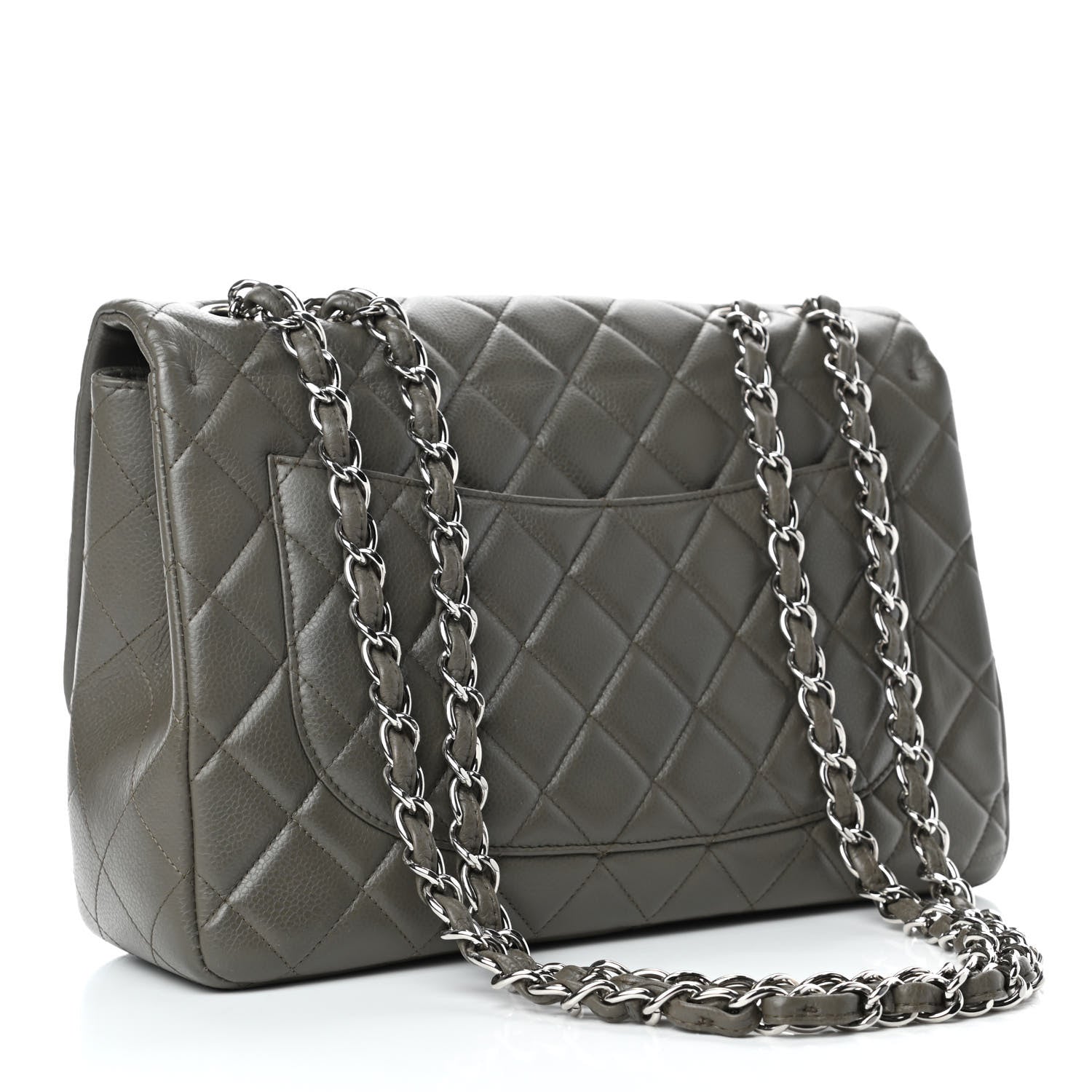 Chanel Caviar Quilted Jumbo Single Flap Grey 2 of 4