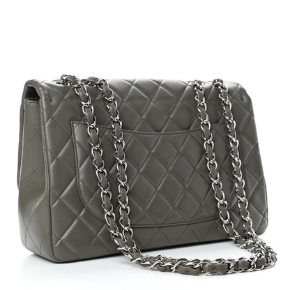 Chanel Caviar Quilted Jumbo Single Flap Grey 2 of 4