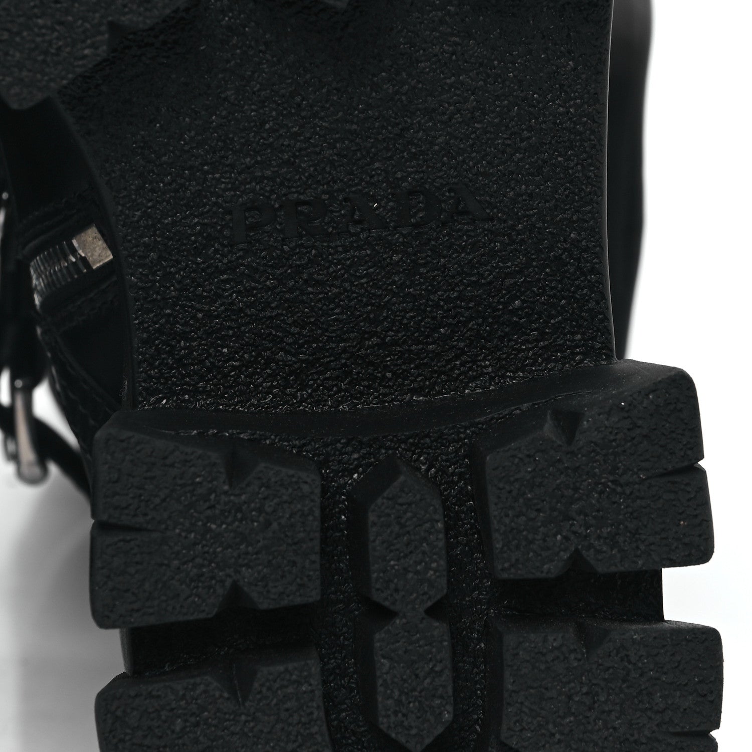 Prada Spazzolato Rois Re-Nylon Metal Triangle Logo Monolith Pouch Pocket 55mm Tall Combat Boots 39.5 Black 6 of 8