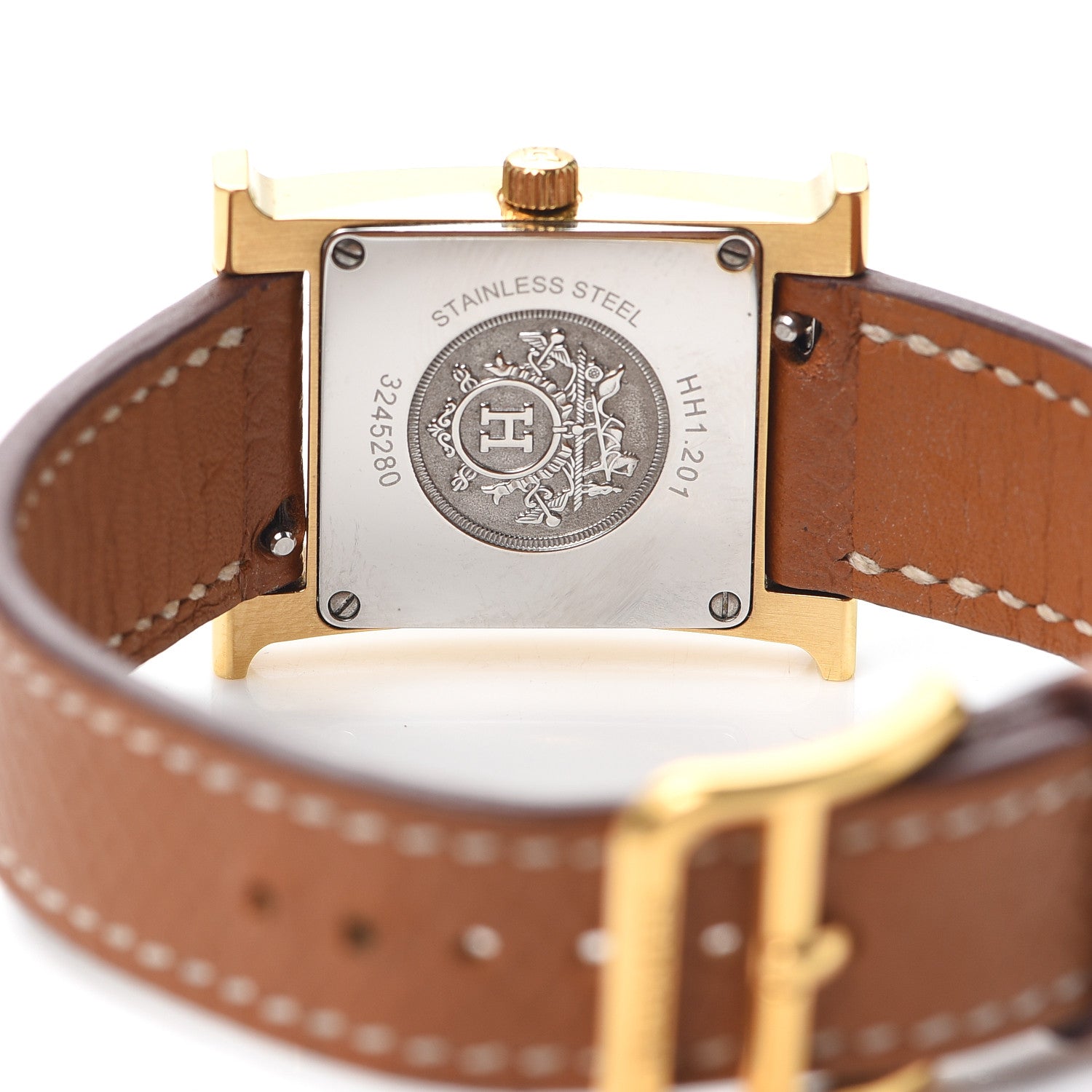 Hermes Stainless Steel Epsom 21mm Heure H Hour Quartz Watch Gold 4 of 5