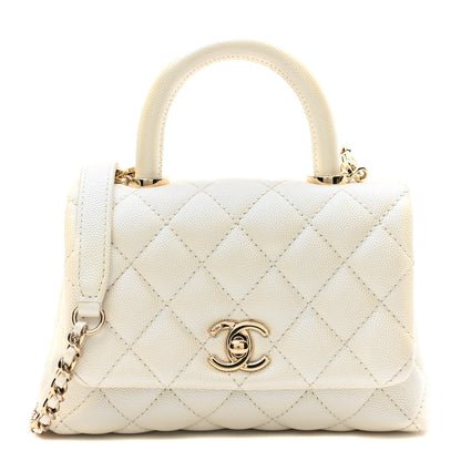 Chanel Iridescent Caviar Quilted Extra Mini Coco Handle Flap White 1 of 10