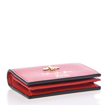 Gucci Pebbled Calfskin Animalier Card Case Red 4 of 8