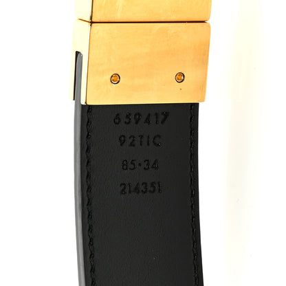 Gucci GG Supreme Monogram Plutone Calfskin Double G Reversible 30mm Belt 85 34 Beige Ebony Black 3 of 4