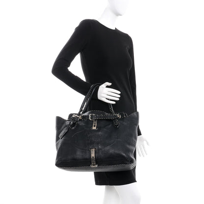 Fendi Calfskin Romano Selleria Large Villa Borghese Tote Black 2 of 20