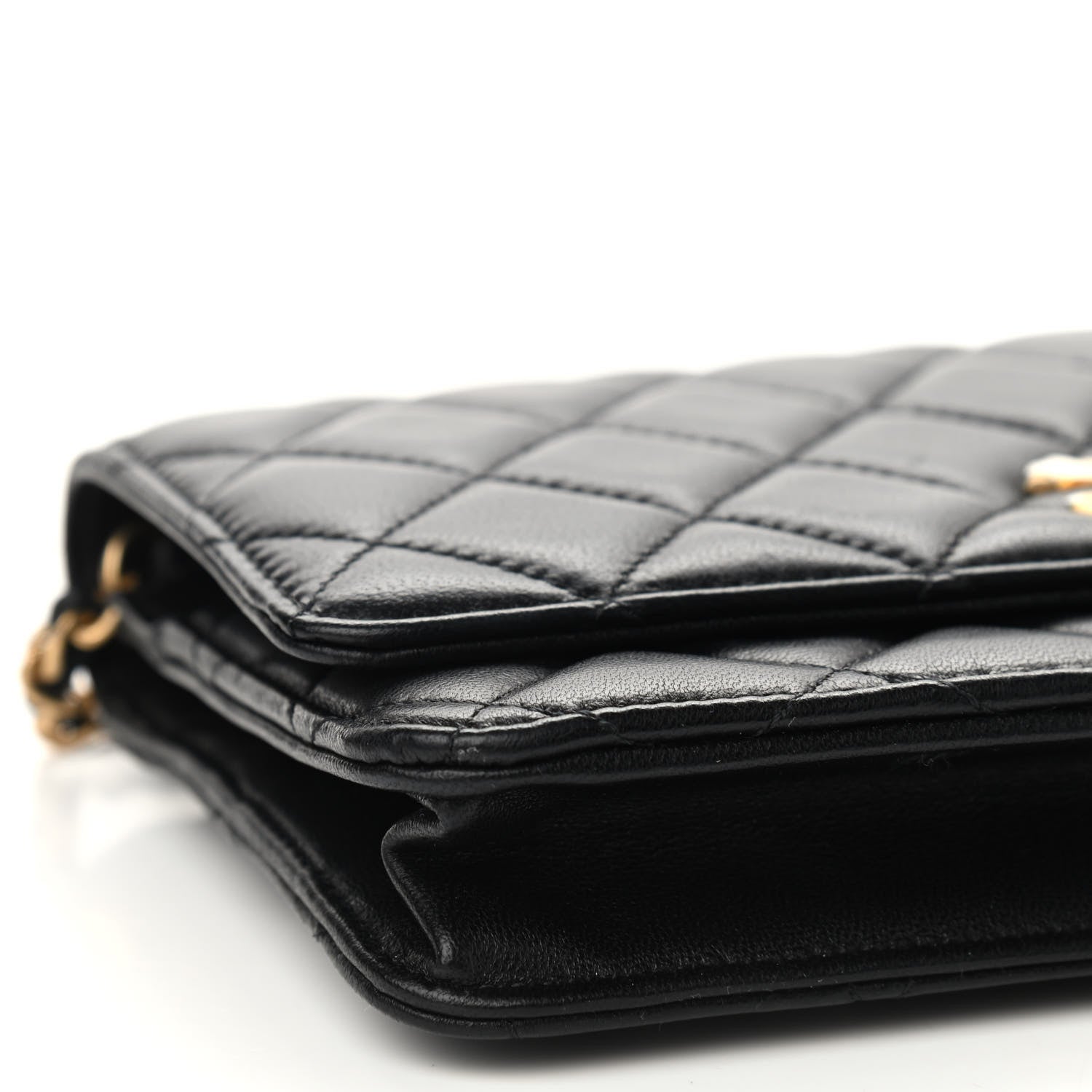Chanel Lambskin Quilted CC Pearl Crush Wallet on Chain WOC Black 9 of 10